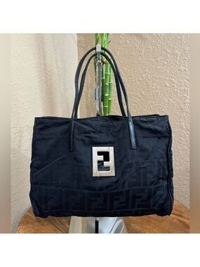 FENDI MINI ZUCCA NYLON BLACK TOTE
